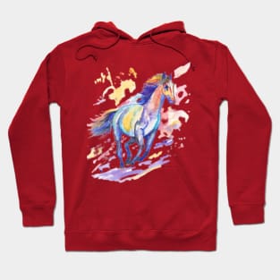 Rainbow Running Horse Hoodie